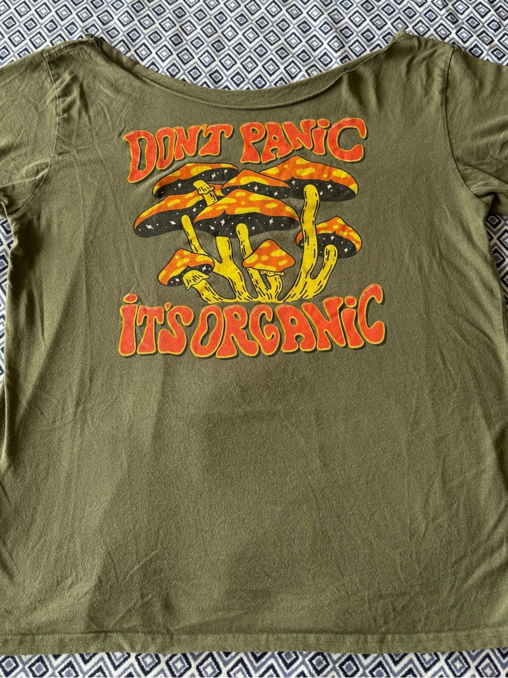 Olive Green "Don't Panic It's Organic" Graphic Tee